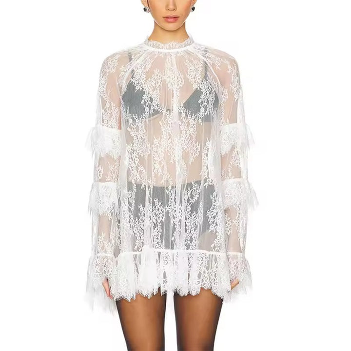 Vector Sheer Lace Mini Dress