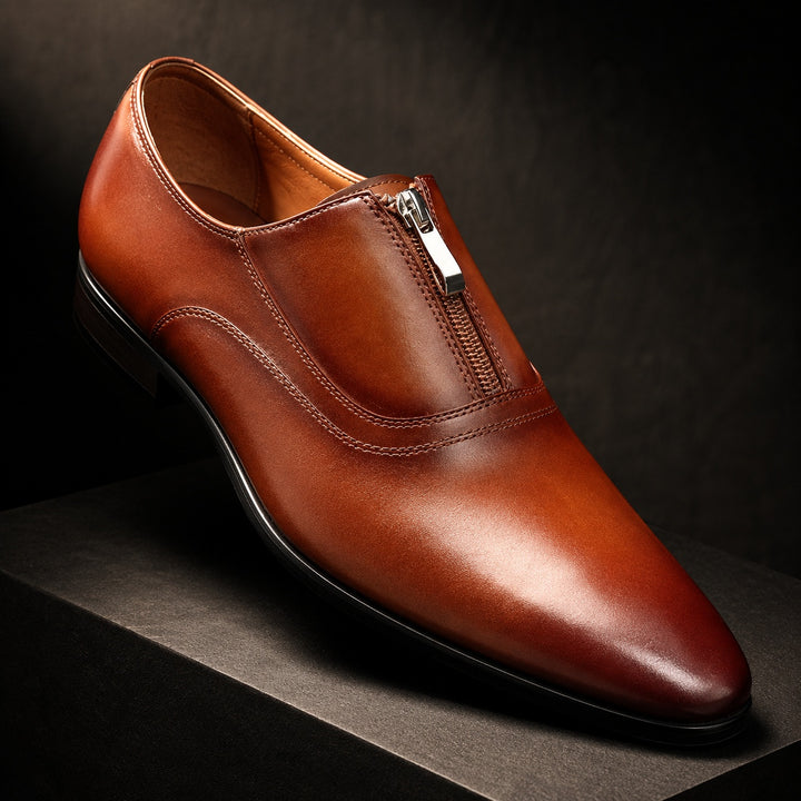 Lampo Zip-Front Leather Oxfords — ce_metastatic_01