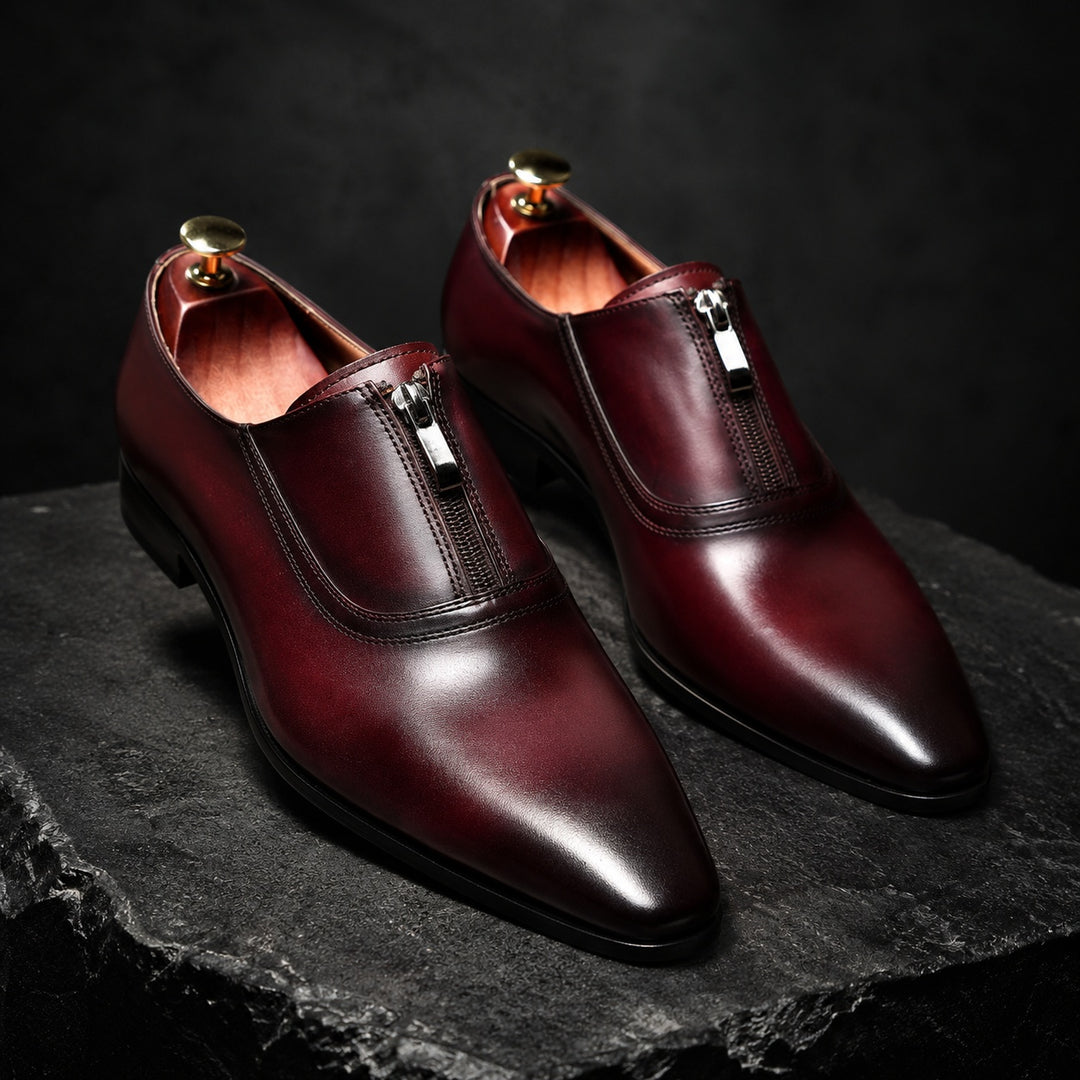 Lampo Zip-Front Leather Oxfords — ce_metastatic_02