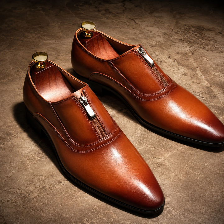 Lampo Zip-Front Leather Oxfords — ce_metastatic_03