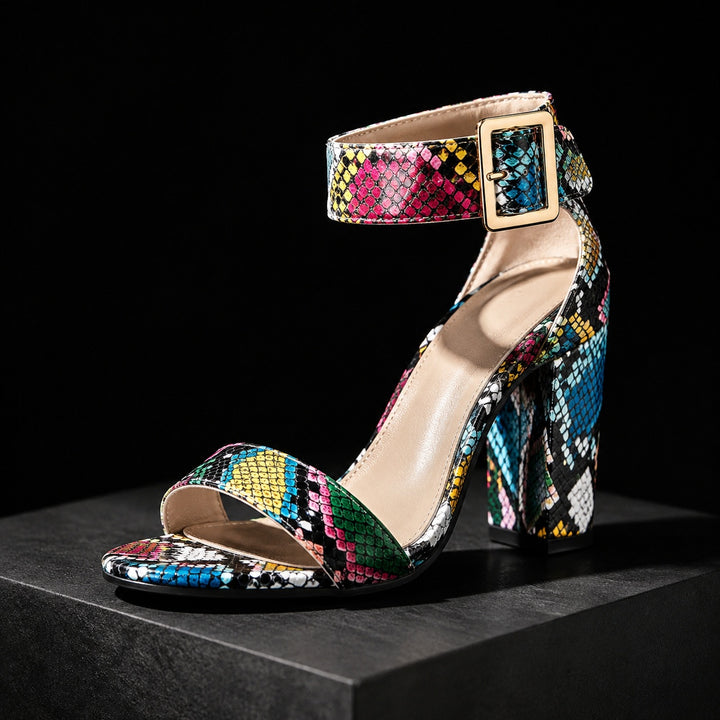 Maculata Print Block Heel Sandals — ce_metastatic_03