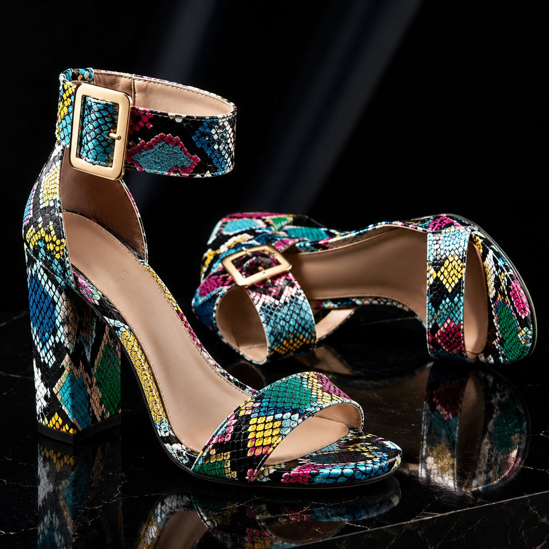 Maculata Print Block Heel Sandals — ce_metastatic_07