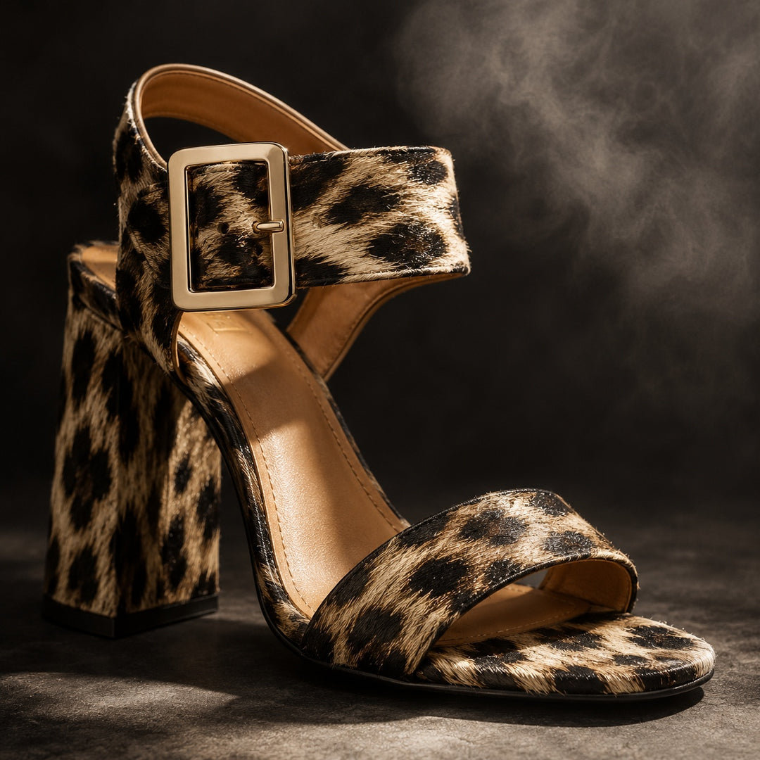 Maculata Print Block Heel Sandals — ce_metastatic_08