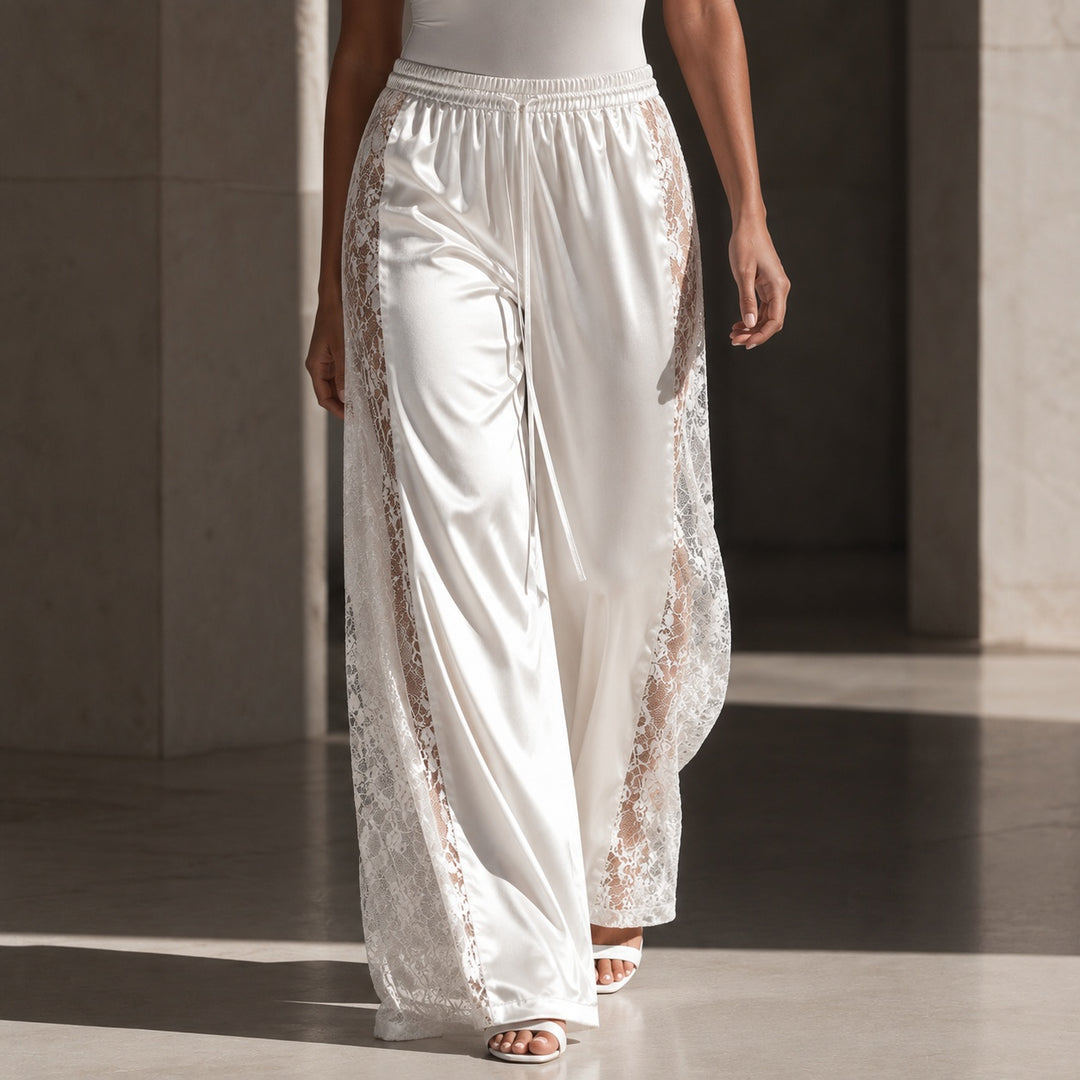 Merletto Lace-Panel Satin Pants — ce_metastatic_01
