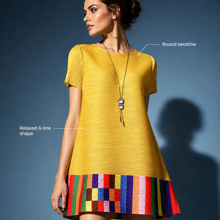 Mosaica Colorblock Pleated Dress — ce_metastatic_01