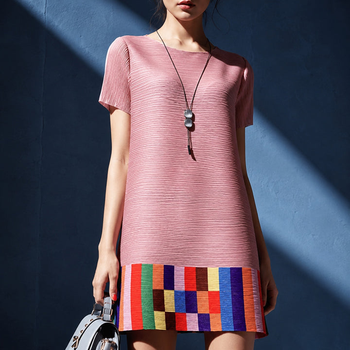 Mosaica Colorblock Pleated Dress — ce_metastatic_04
