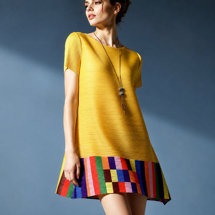 Mosaica Colorblock Pleated Dress — ce_metastatic_06