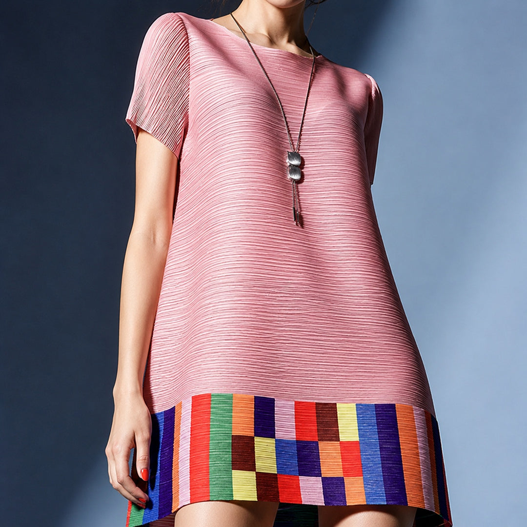 Mosaica Colorblock Pleated Dress — ce_metastatic_07