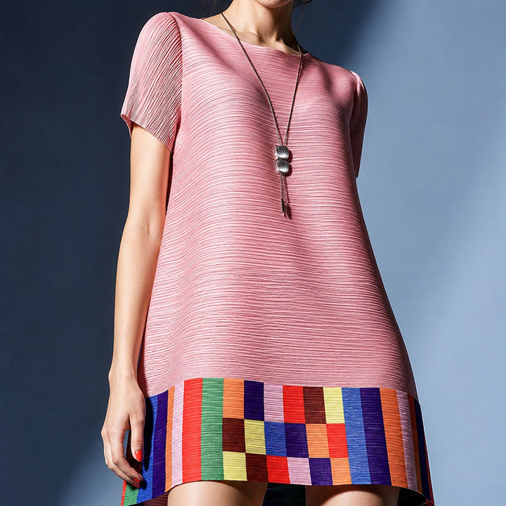 Mosaica Colorblock Pleated Dress — ce_metastatic_07