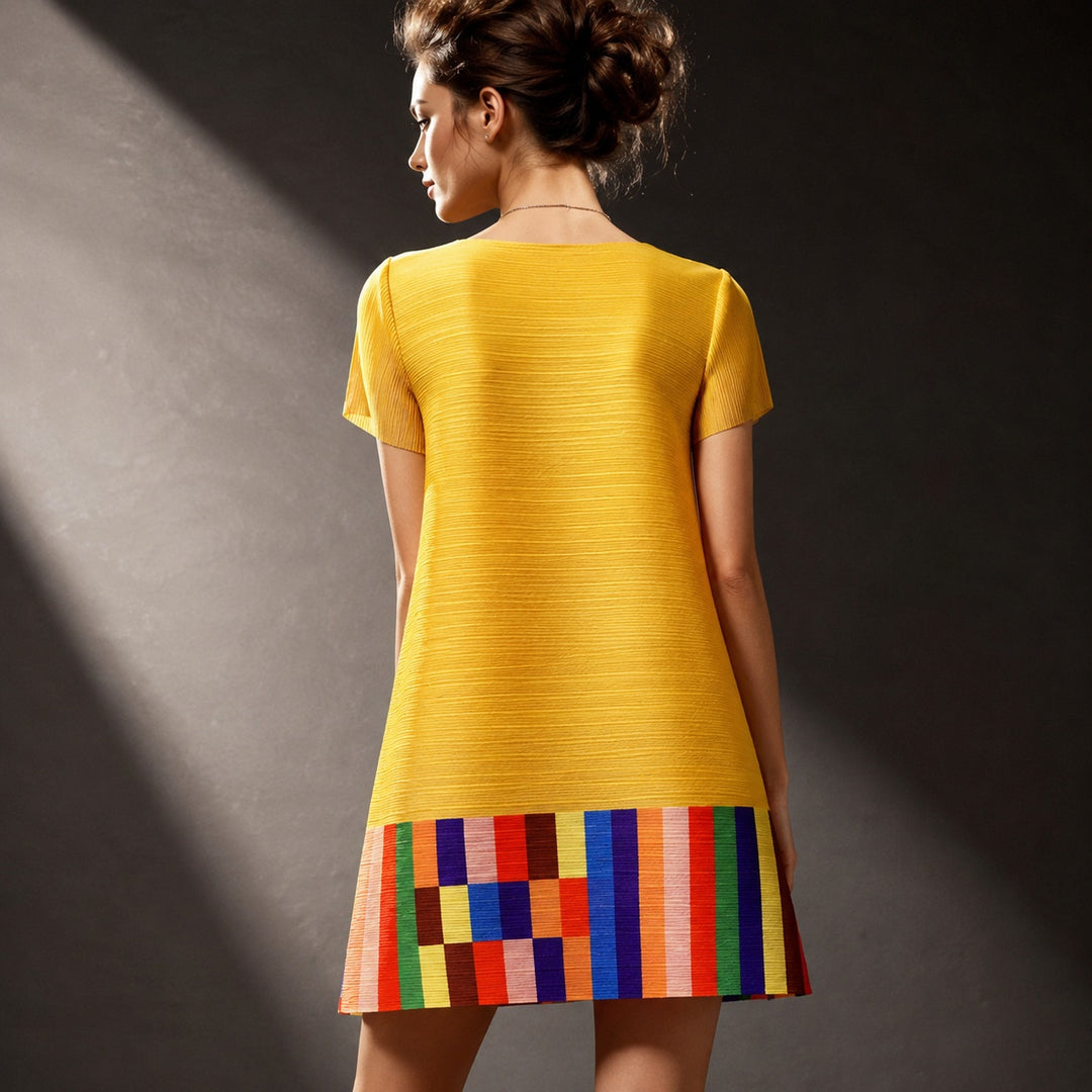 Mosaica Colorblock Pleated Dress — ce_metastatic_08