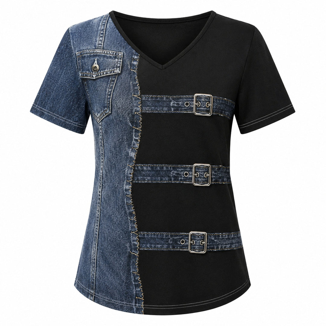 Patchwork Denim-Print Tee — ce_wb_01