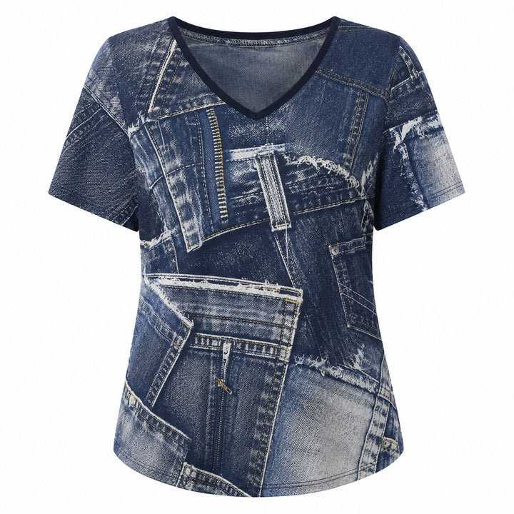Patchwork Denim-Print Tee — ce_wb_01