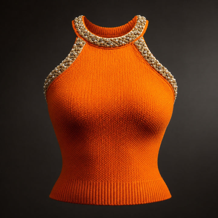 Perlina Beaded Halter Knit Top — ce_metastatic_01
