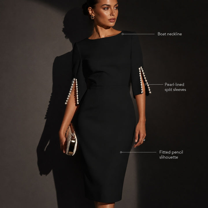 Perlina Split-Sleeve Pencil Dress — ce_metastatic_04