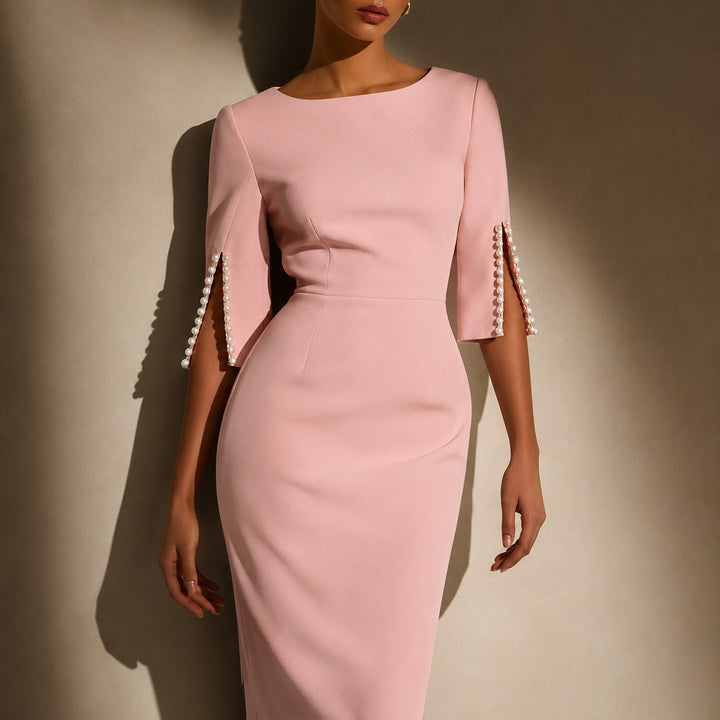 Perlina Split-Sleeve Pencil Dress — ce_metastatic_05