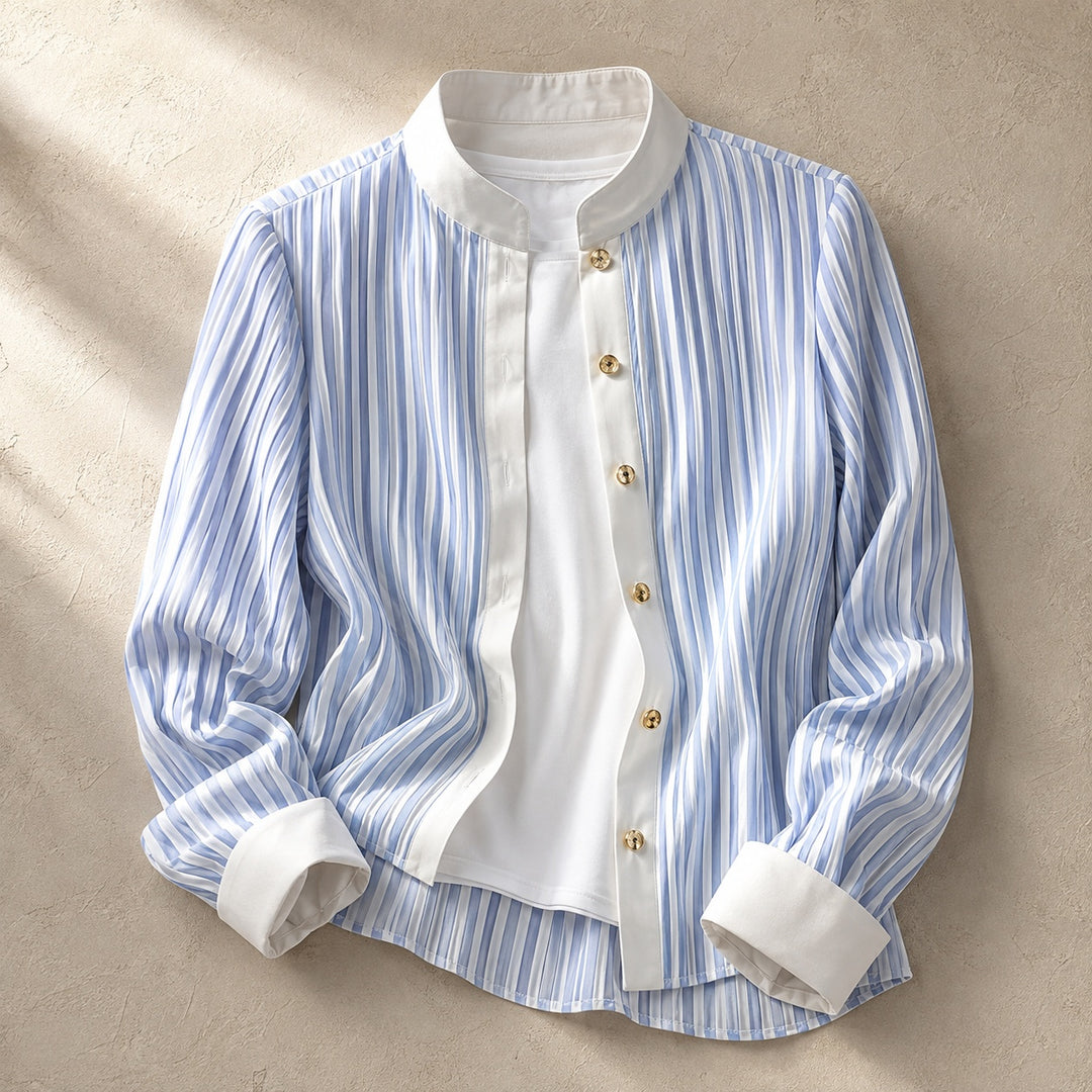 Pilastro Pleated Stand-Collar Blouse — ce_soul_s1_01