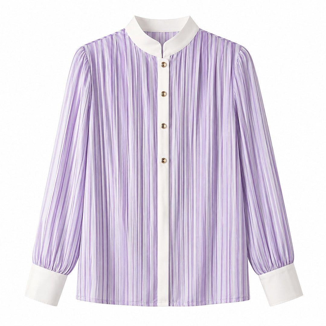 Pilastro Pleated Stand-Collar Blouse — ce_wb_01