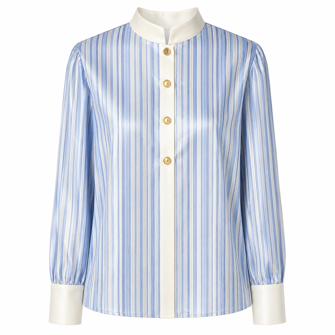 Pilastro Pleated Stand-Collar Blouse — ce_wb_01