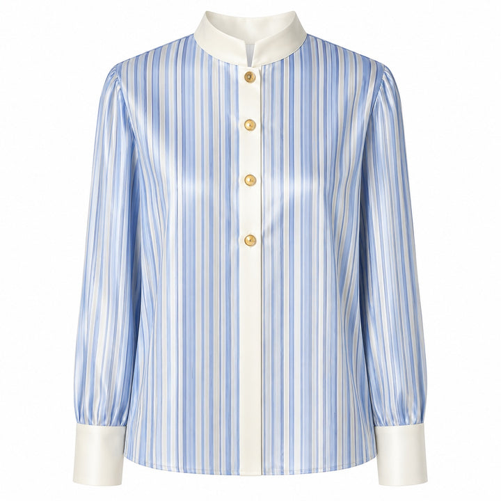 Pilastro Pleated Stand-Collar Blouse — ce_wb_01