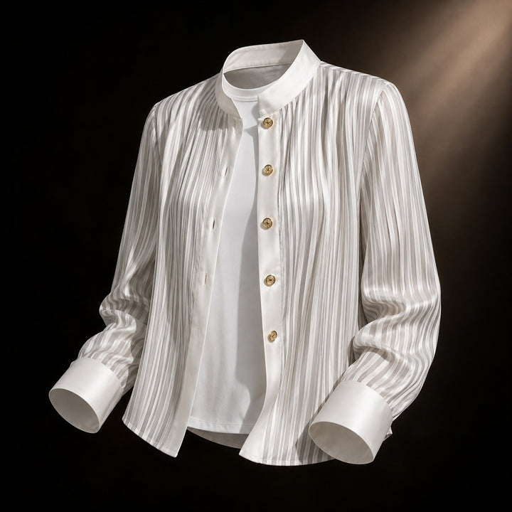 Pilastro Pleated Stand-Collar Blouse — ce_soul_s3_01