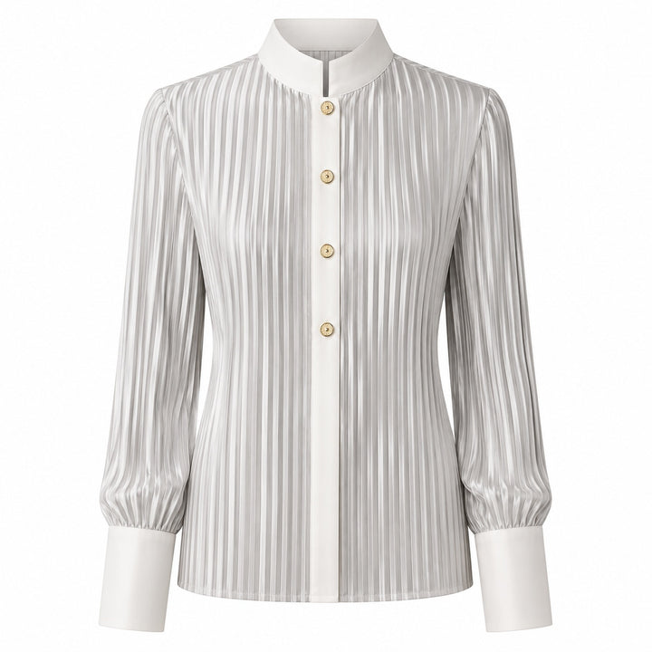 Pilastro Pleated Stand-Collar Blouse — ce_wb_01