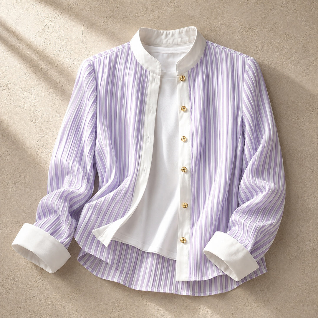 Pilastro Pleated Stand-Collar Blouse — ce_soul_s1_01