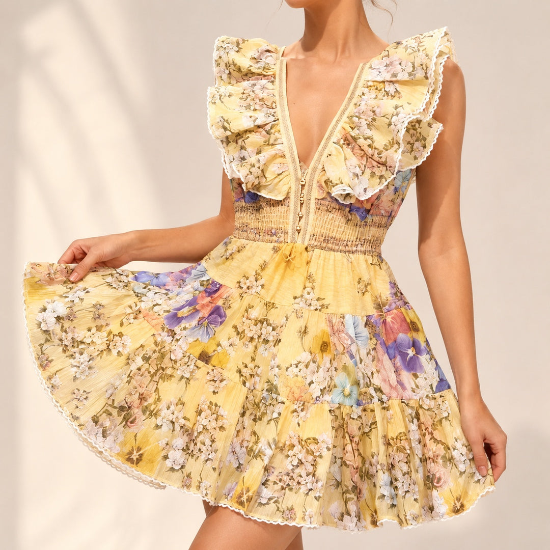 Prataiola Floral Ruffle Mini Dress — ce_studio_01