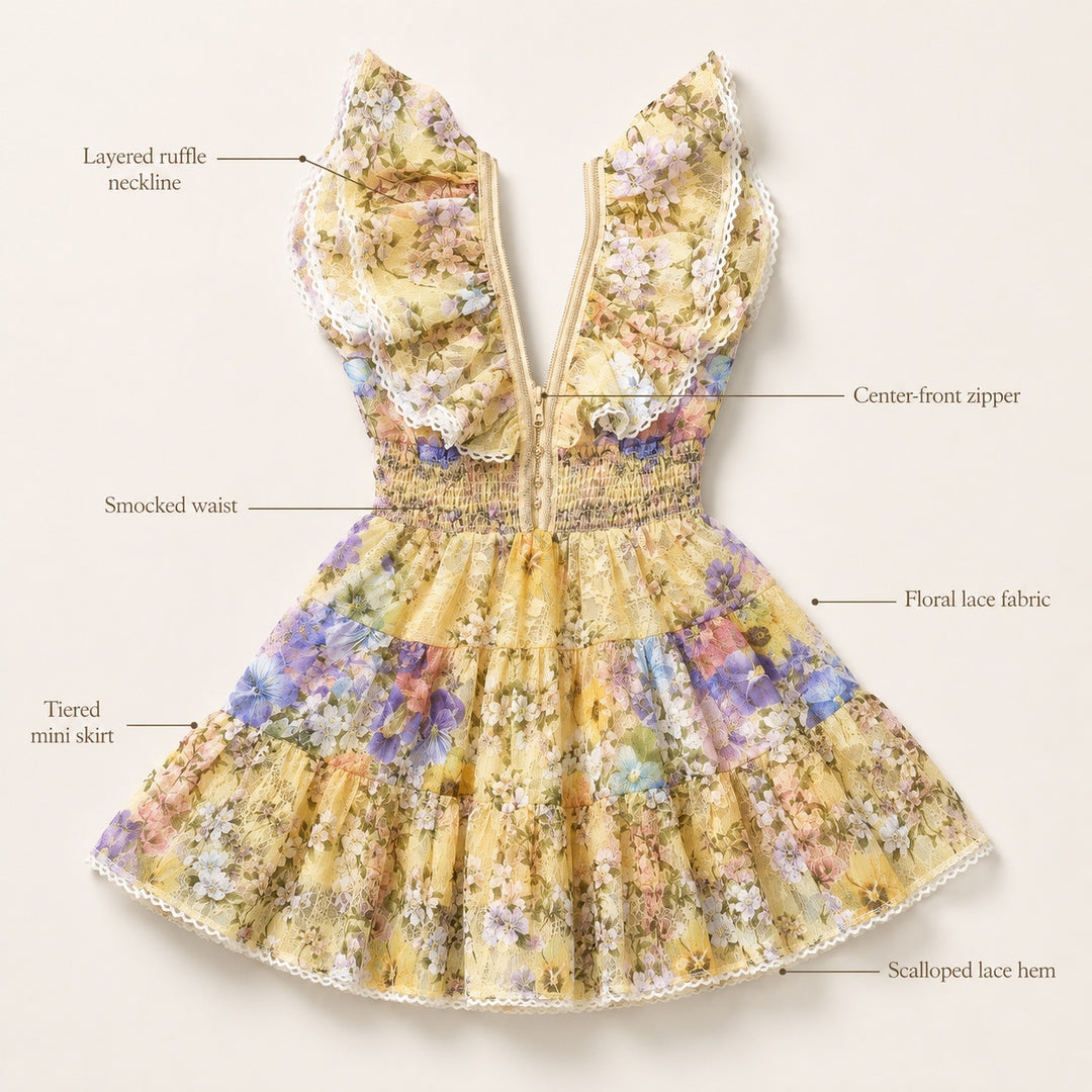 Prataiola Floral Ruffle Mini Dress — ce_metastatic_01