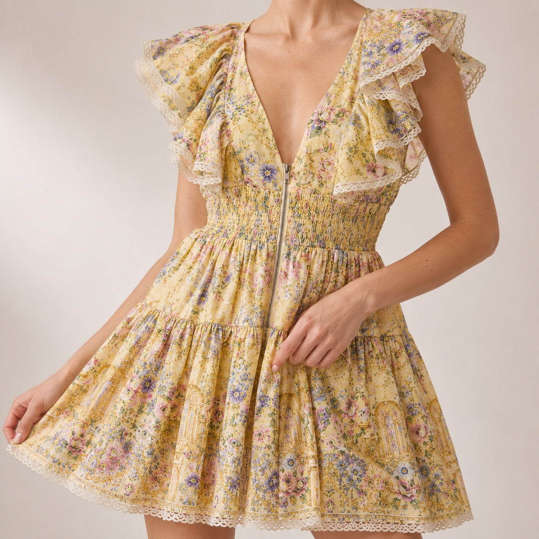 Prataiola Floral Ruffle Mini Dress — ce_studio_01