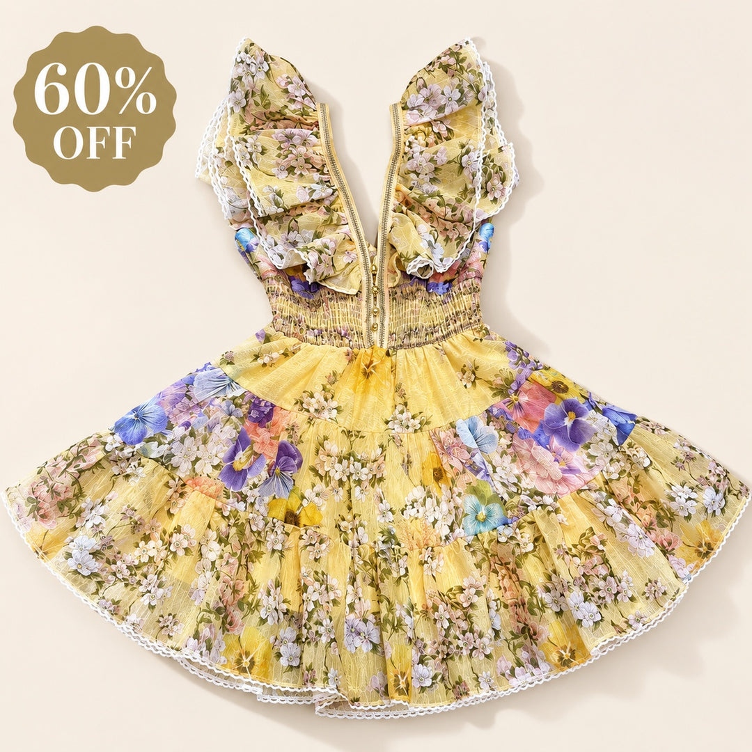 Prataiola Floral Ruffle Mini Dress — ce_metastatic_01