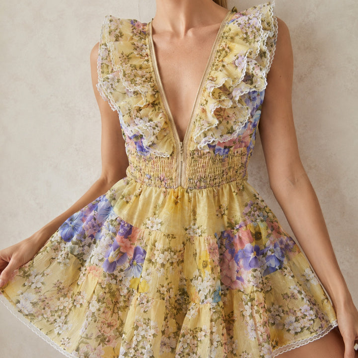 Prataiola Floral Ruffle Mini Dress — ce_metastatic_01