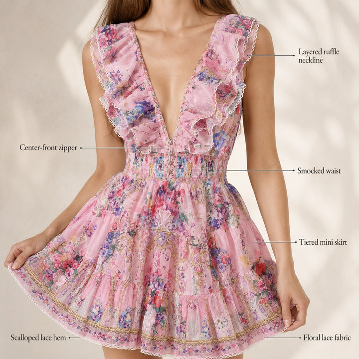 Prataiola Floral Ruffle Mini Dress — ce_metastatic_01