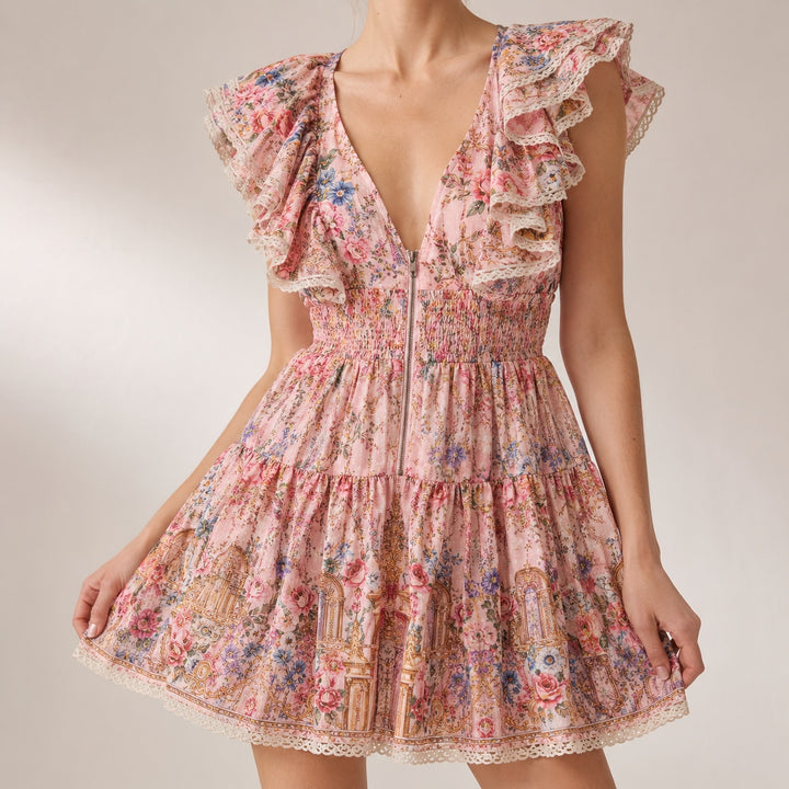 Prataiola Floral Ruffle Mini Dress — ce_studio_01