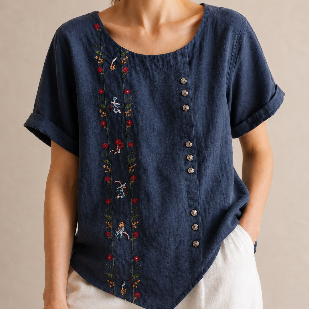 Ricamo Floral-Embroidered Linen Blouse — ce_studio_01