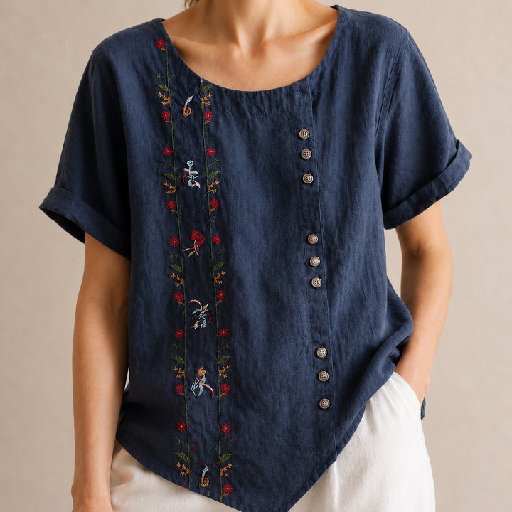 Ricamo Floral-Embroidered Linen Blouse — ce_studio_01