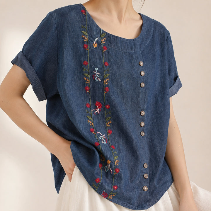 Ricamo Floral-Embroidered Linen Blouse — ce_pivot_front_01