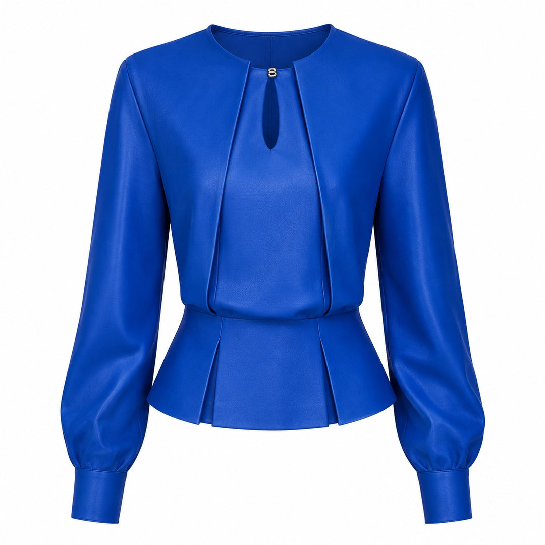 Serafina Keyhole Peplum Blouse — ce_wb_01