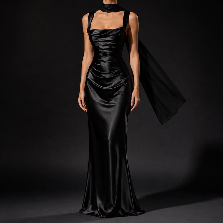 Sirena Draped Satin Maxi Dress — ce_studio_01