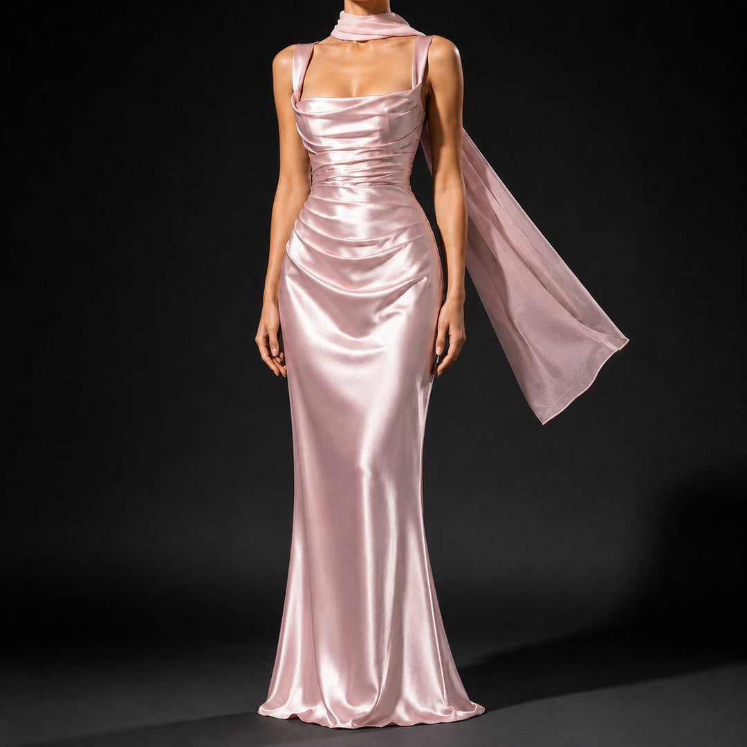 Sirena Draped Satin Maxi Dress — ce_studio_01