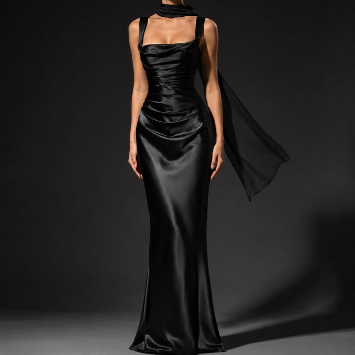 Sirena Draped Satin Maxi Dress — ce_studio_01