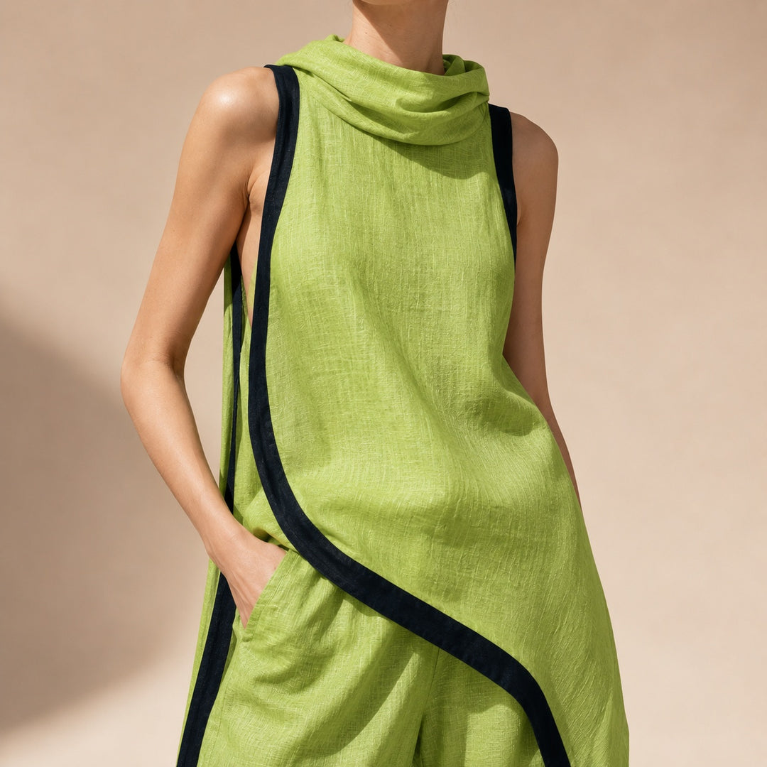 Sirocco Contrast-Trim Sleeveless Set — ce_studio_01