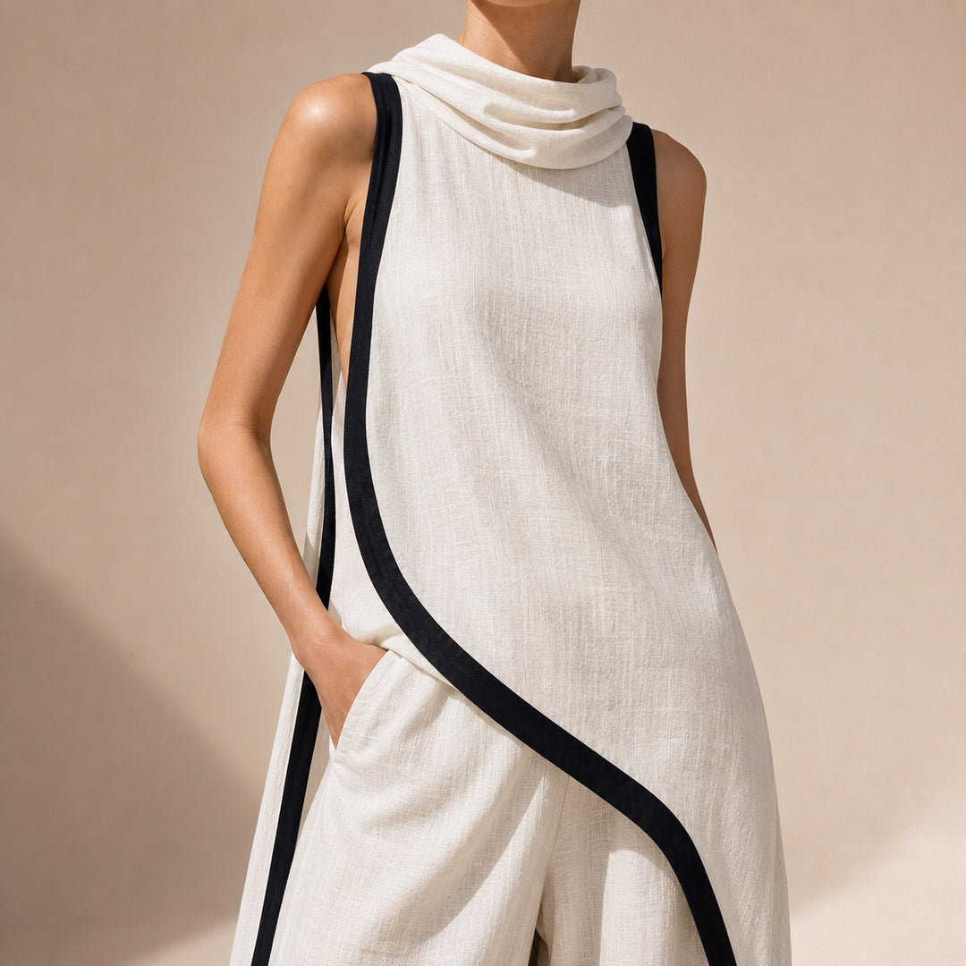 Sirocco Contrast-Trim Sleeveless Set — ce_studio_01