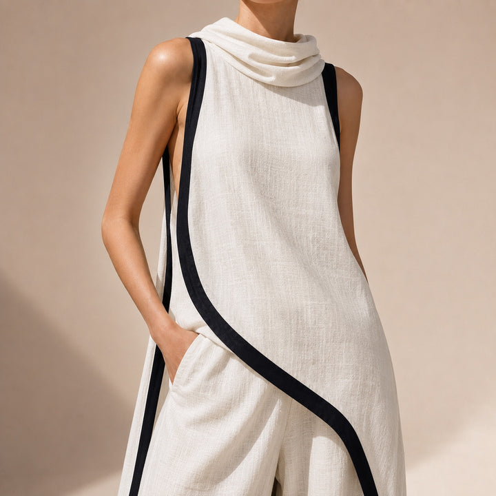 Sirocco Contrast-Trim Sleeveless Set — ce_studio_01