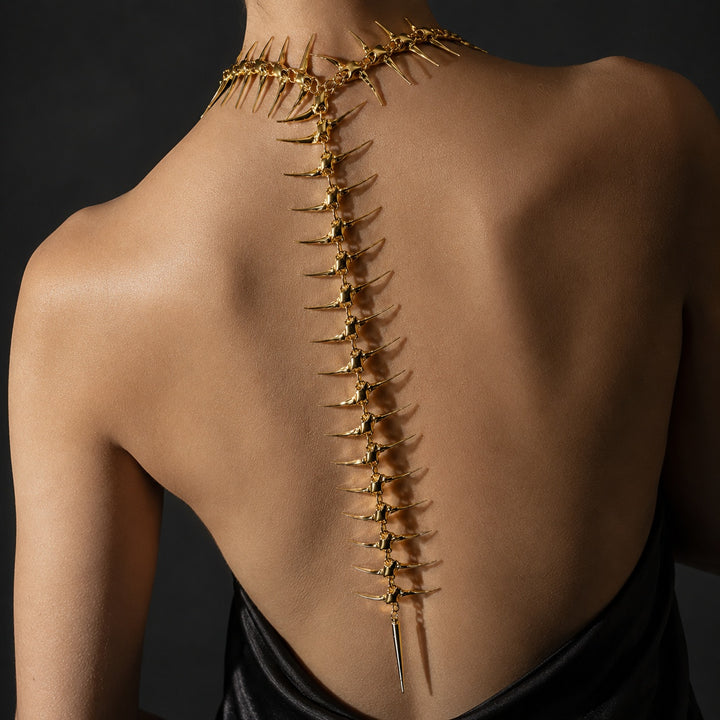 Vertebra Spiked Back Chain Necklace — ce_studio_01