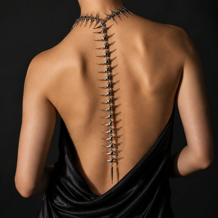 Vertebra Spiked Back Chain Necklace — ce_studio_01
