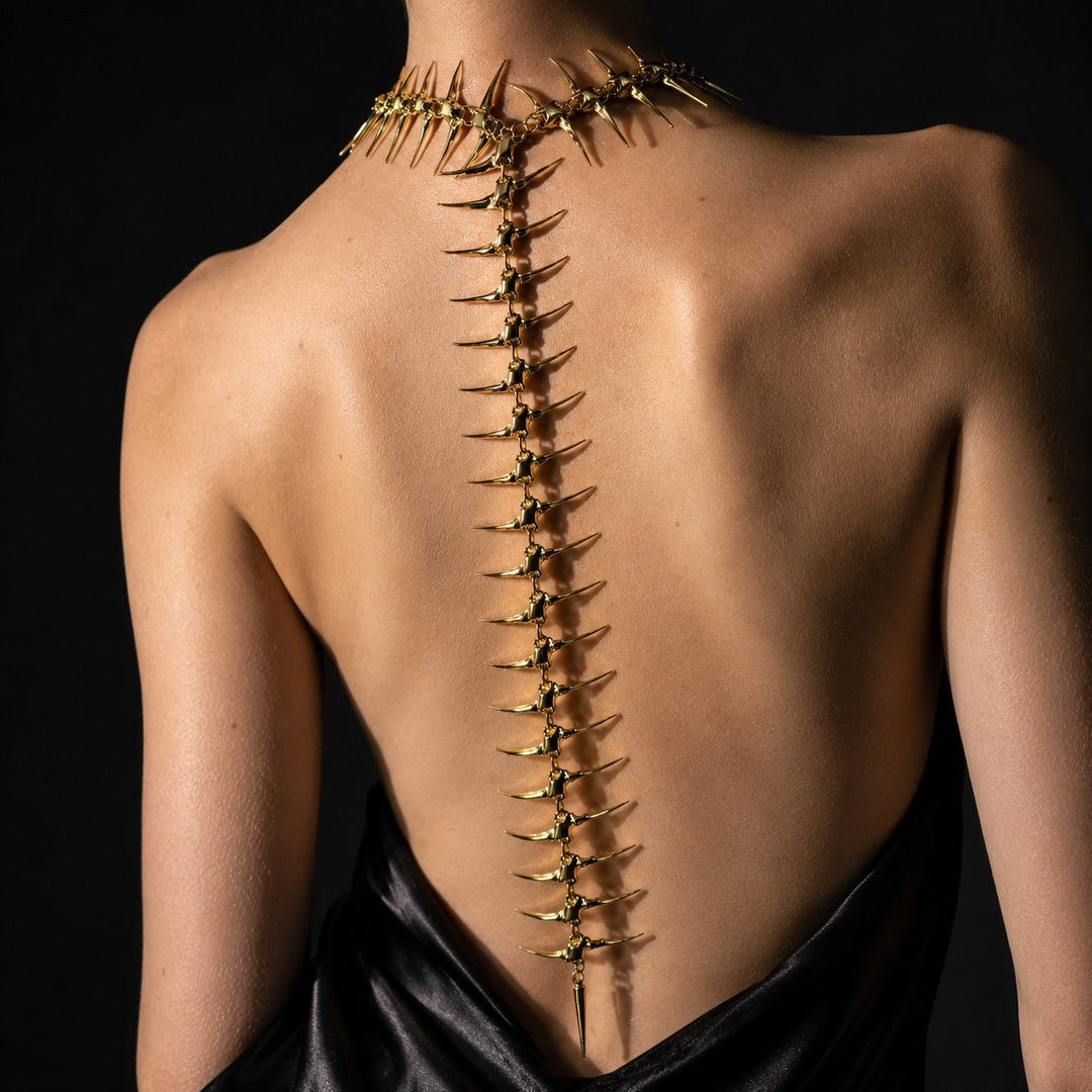 Vertebra Spiked Back Chain Necklace — ce_studio_01