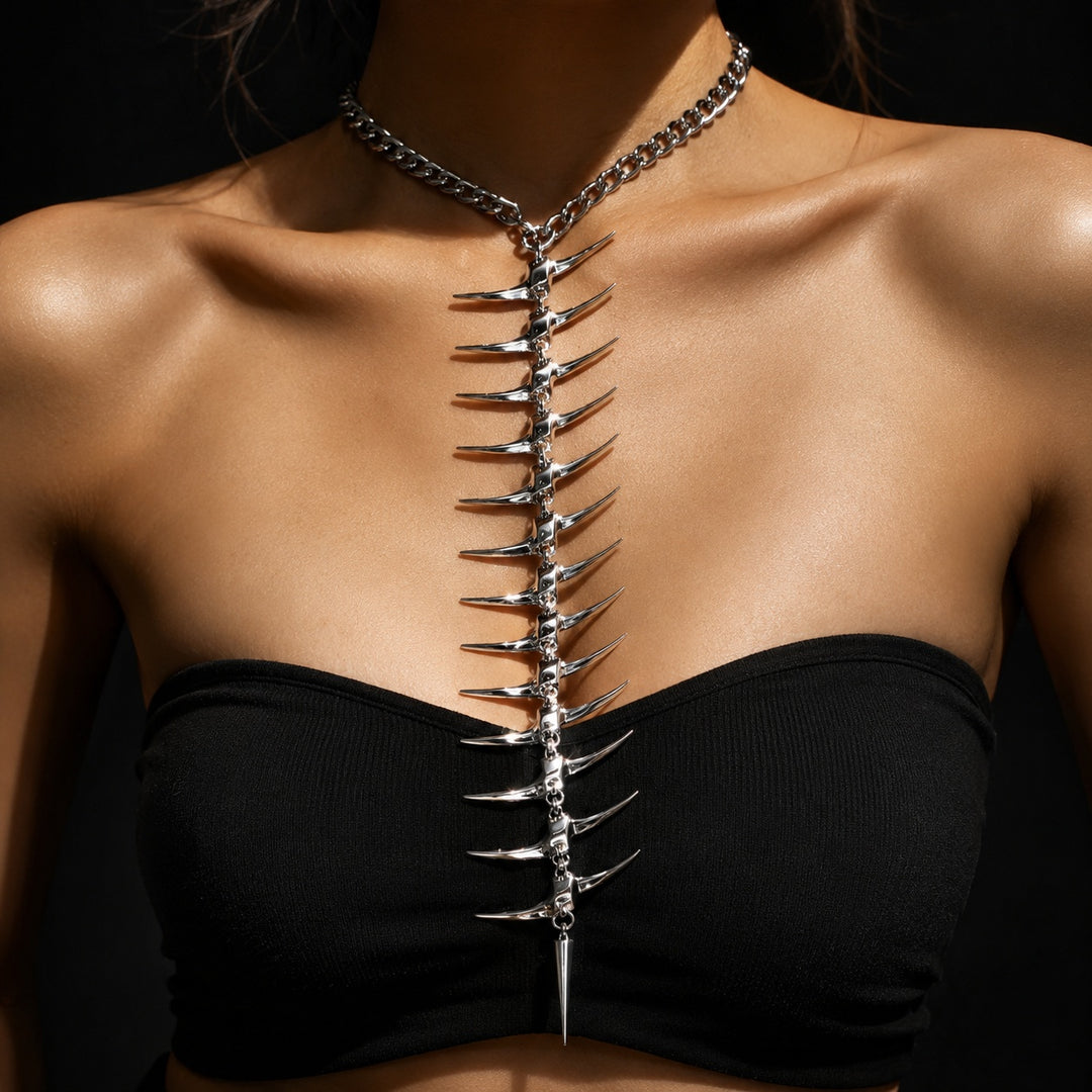 Vertebra Spiked Back Chain Necklace — ce_metastatic_03