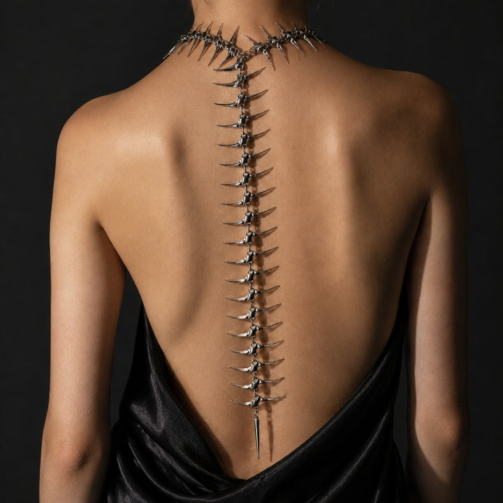 Vertebra Spiked Back Chain Necklace — ce_studio_01