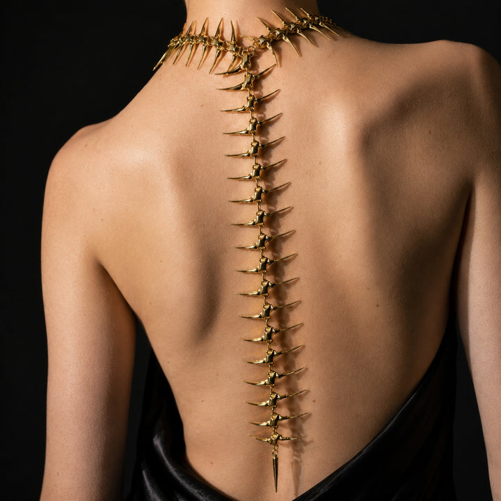 Vertebra Spiked Back Chain Necklace — ce_studio_01