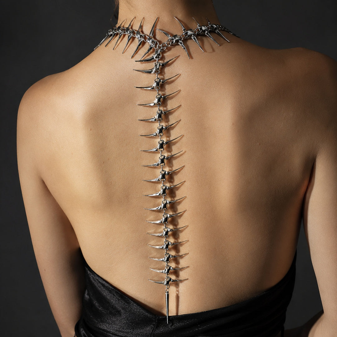 Vertebra Spiked Back Chain Necklace — ce_studio_01